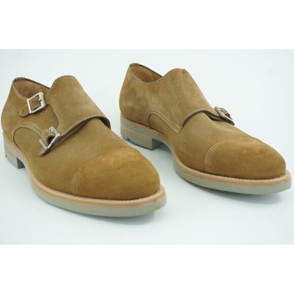 Magnanni Bernina Tan Suede Double Monk Strap Slip On Loafers Size 8 Saddle shoe main image 9